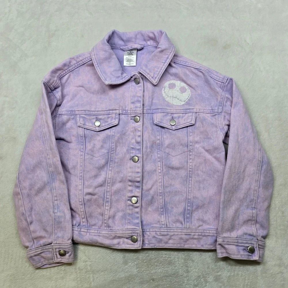 Jack Skellington Denim Jacket‎ Kids 10 12 Purple Tie Dye Nightmare Before Xmas